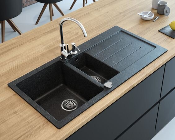 modern+black+kitchen+sink