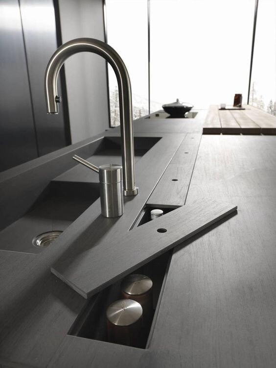 modern+dark+grey+kitchen