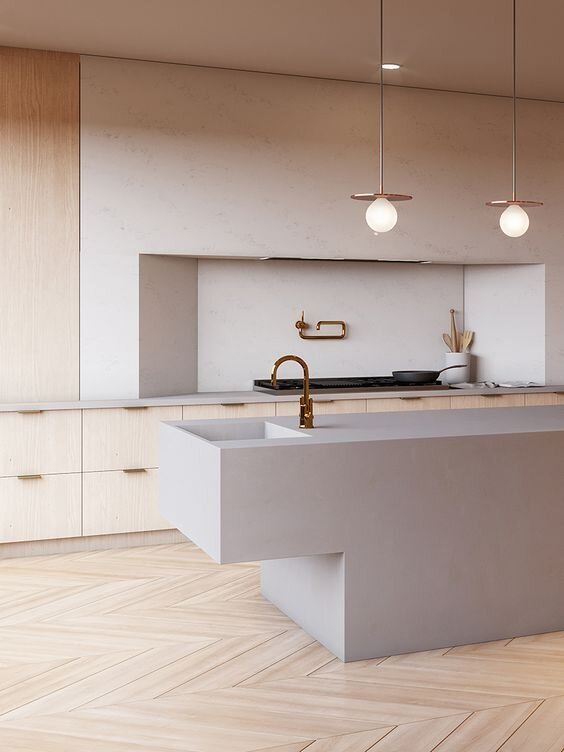 modern+concrete+kitchen+island
